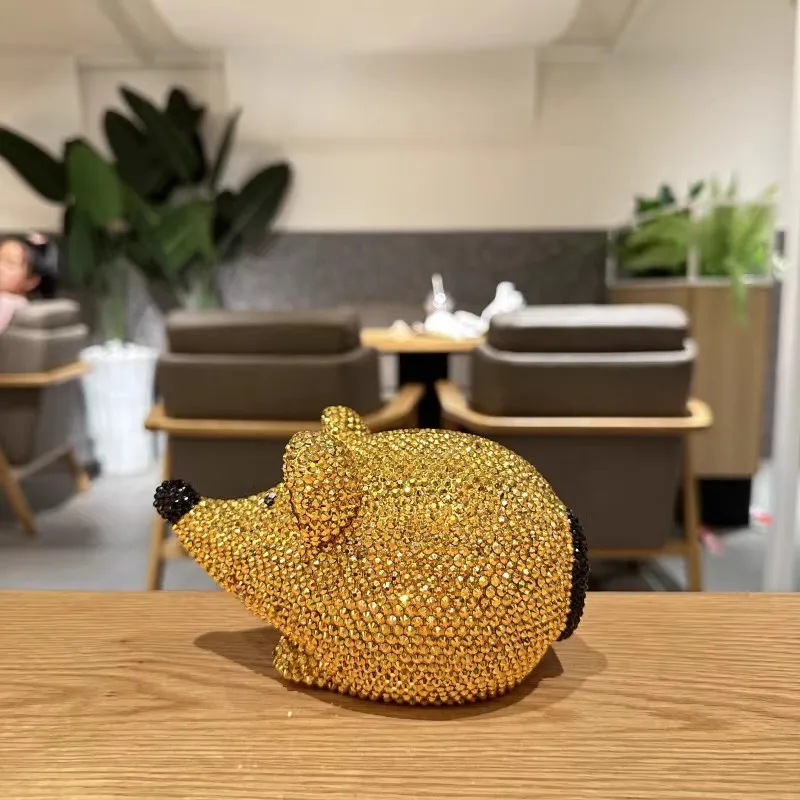 Collective Wealth Gold Yellow Bling Rhinestone DIY Handmade Mouse Home living Room Decorate Piggy Money Bank