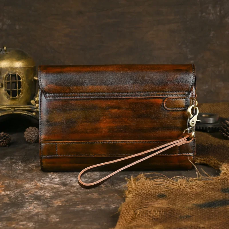 

Vintage Series Handcrafted Leather Clutch for Men with Large Capacity