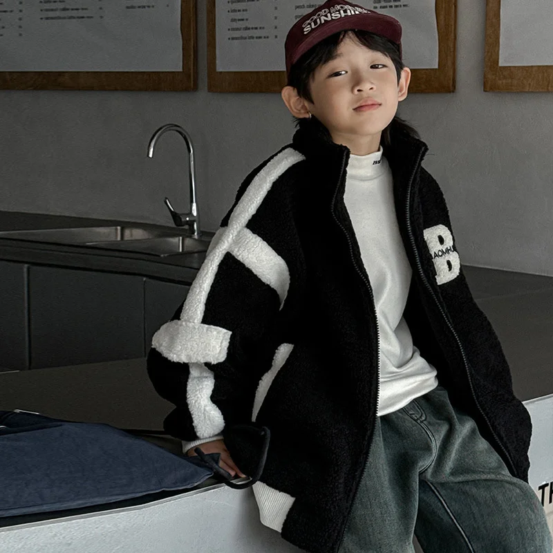 

Boys Coat Jacket Cotton Windbreak 2024 Lovable Warm Plus Thicken Spring Autumn High Quality Children's Clothing