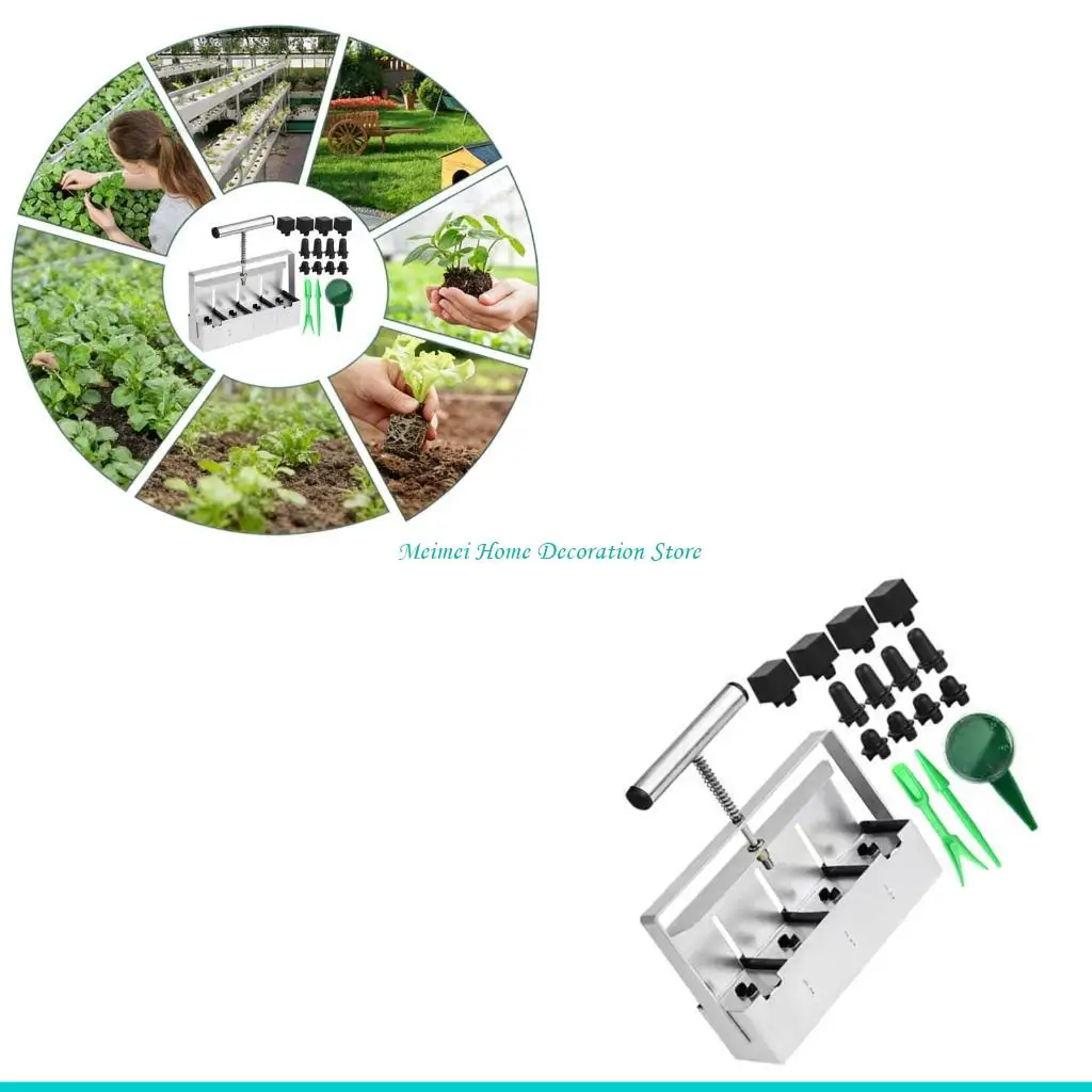 

H7BF Металлический блокатор почвы Ручной производитель блоков с удобной ручкой Инструмент для блокировки сада 4-ячеечный блоков