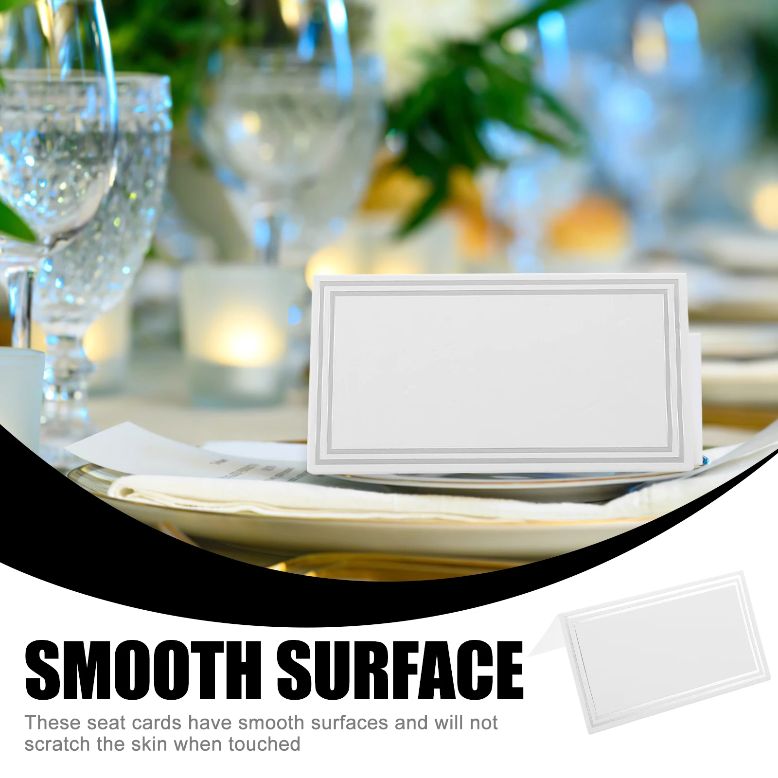

50 Pcs Double-frame Silver-silver Desk Card Blank Cards Table for Seating Tent Wedding Place Name Paper Banquet Decor
