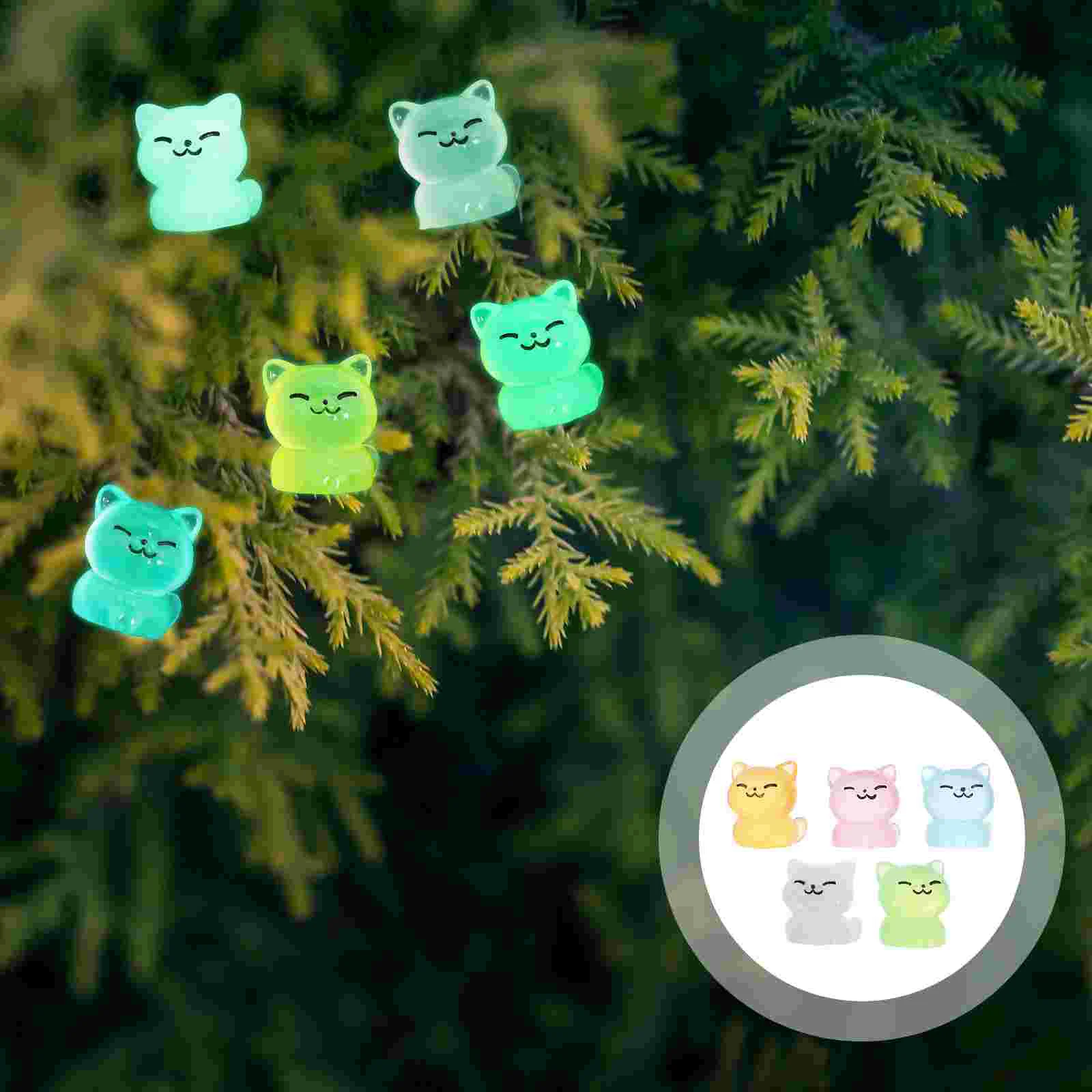 

30 Pcs Cat -in-the-dark Mini Resin Tiny Figurines Luminous Miniature Figures