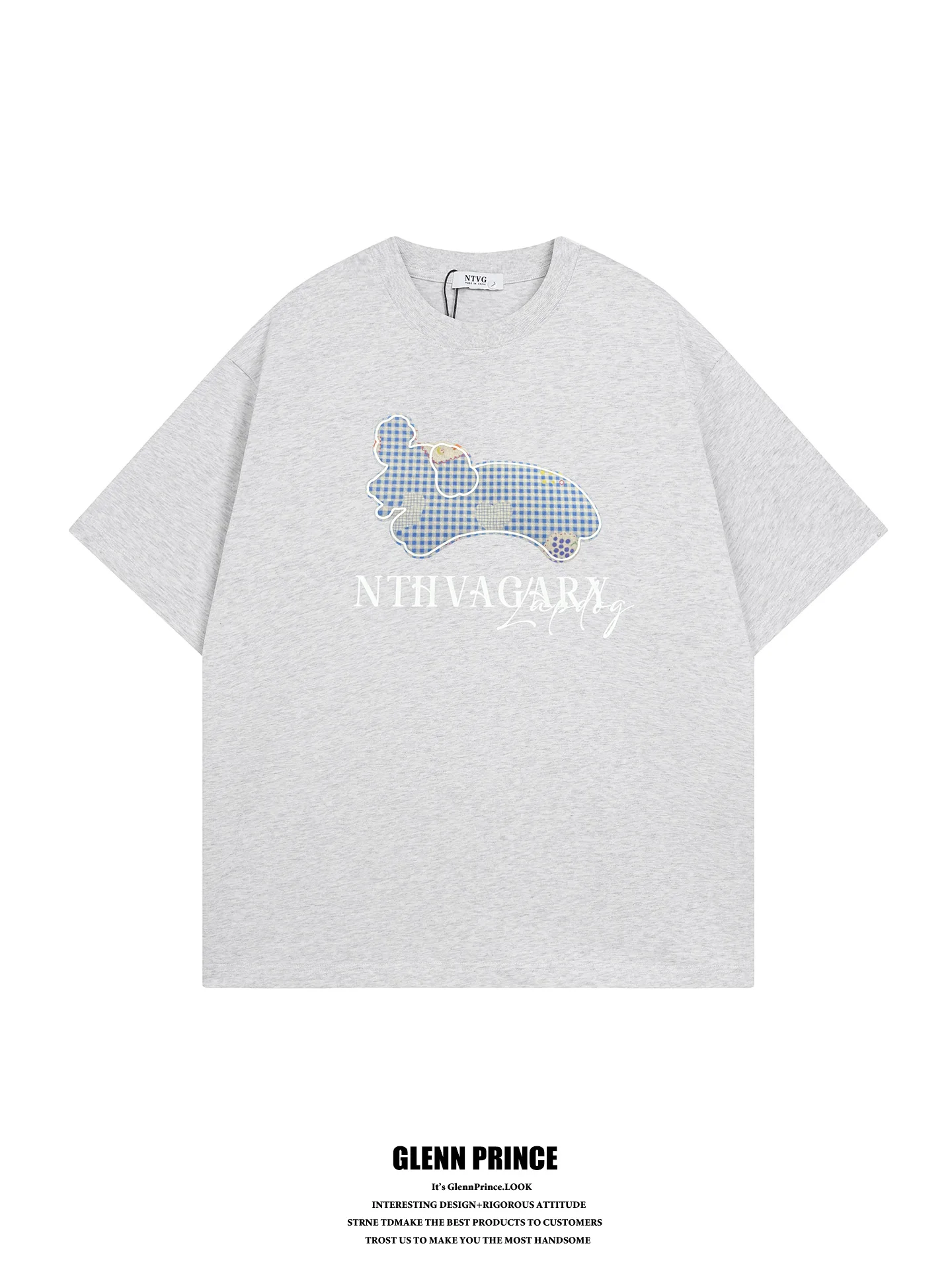 

GPstudio Retro Plaid Doggie Heavyweight Short Sleeve Men's T-shirt Stylish Summer Casual Cotton Print Tee for Youth And Teens
