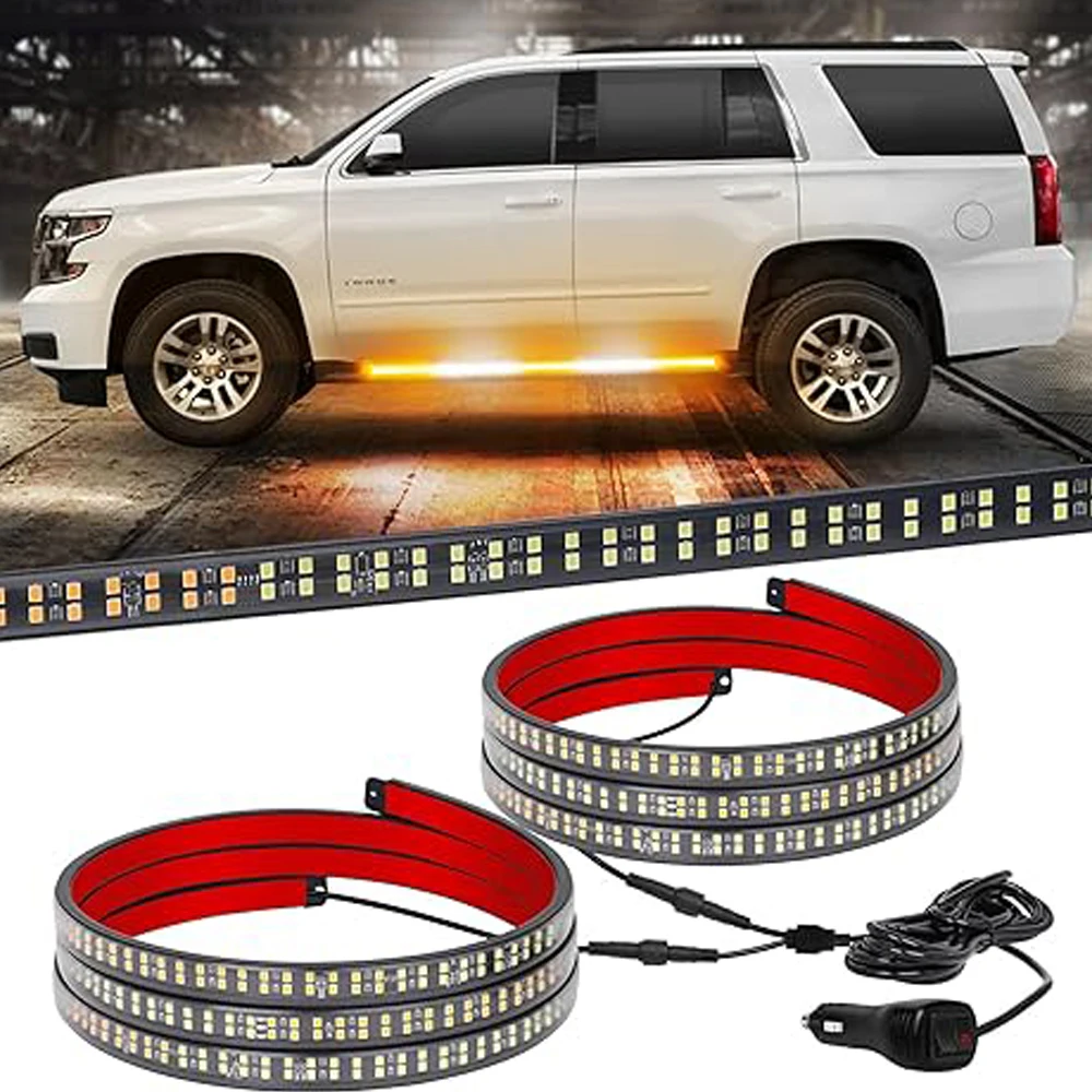 

2 PC 60 Inch STROBE LIGHT Strip LED Car Light Signal Lamps Amber White Flashing Warning Lights For Trucks Vehicles SUV 12V IP67