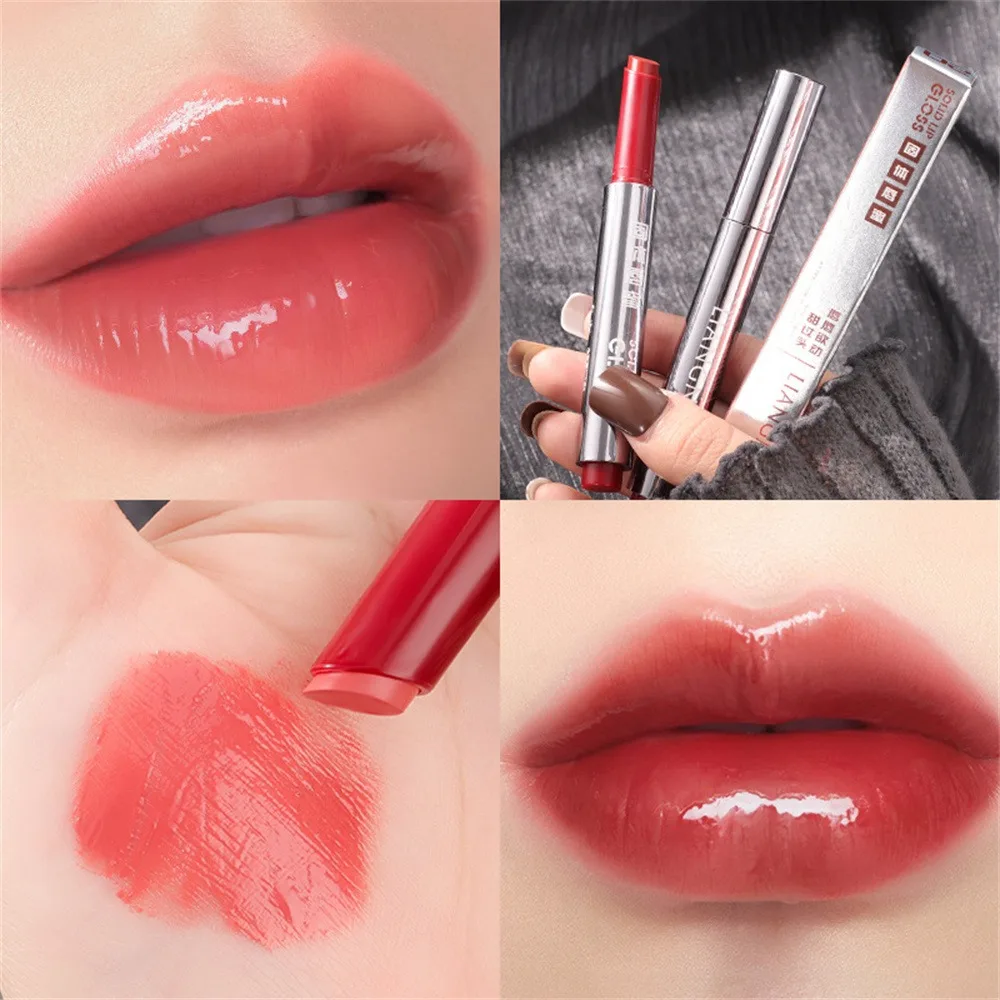 Lippenstift Verlicht liplijnen Natuurlijke kleur Hydraterende en heldere spiegel Schoonheid en gezondheid Lipgloss Make-up gaat langere verplegde lippen