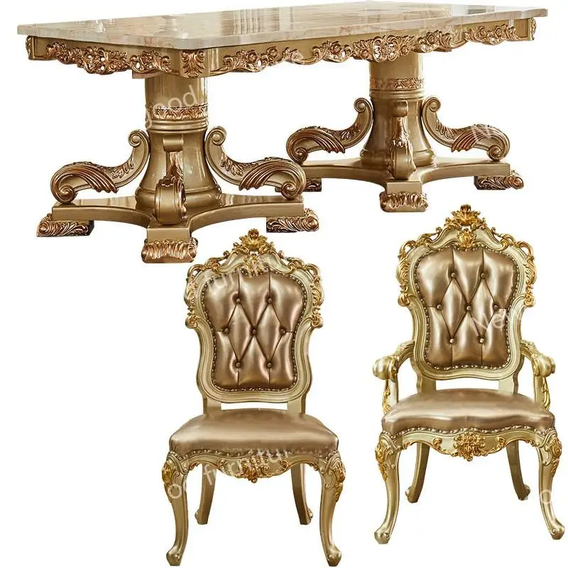 

European modern solid wood dining table set with leather chairs bamboo home living room