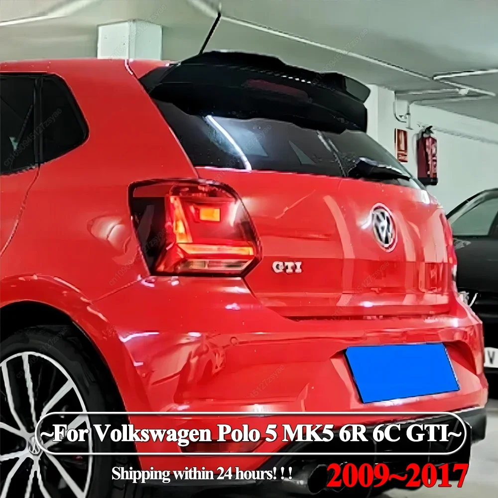 Car Rear Roof Spoiler Wing For Volkswagen Polo 5 Polo MK5 6R 6C GTI 2009-2017 Hatchback Rear Tail Wing Bodykits Tuning Black ABS