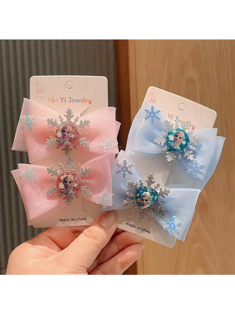 2 peças grampos de cabelo elsa para meninas pequenas princesa menina arco grampos de cabelo presente