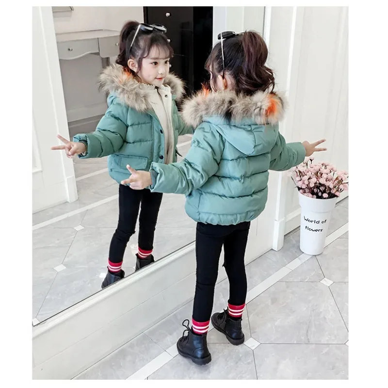 Bellbell Winter 1-6Yrs Girls Parkas Faux Fur Collar Infant Babys Girls Outerwear Coat Plush Thick Warm Kids Girls Zipper Jackets
