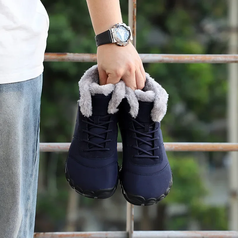 

Unisex Non Slip Casual Winter Boots Warm Fur Lining Shoes For Men & Women Outside Shoes With Fleece Barefoot Snow Short Boots