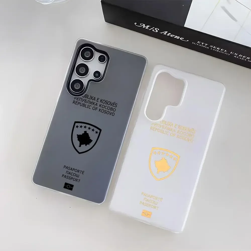 Kosovo Passport LOGO Phone Case For Samsung Galaxy S25 S24 S23 Ultra Jelly Clear Case Soft TPU 2-in-1 Shockproof Cover