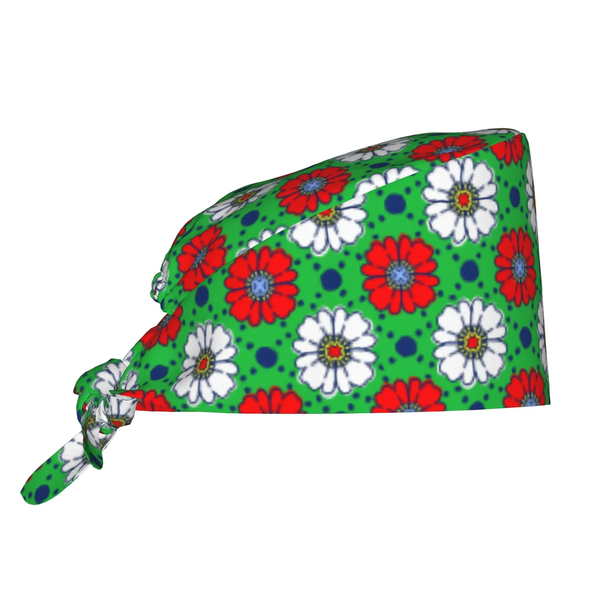 Checkered Plaid Daisy Flowers  Medical Staff Scrubs Hat Women Men  Doctor Nursing Surgical Cap Scrub Caps