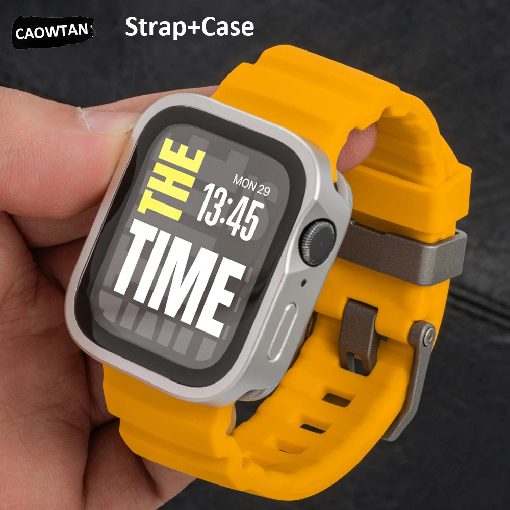 

Ремешок + чехол для Apple Watch Ultra 3 2 49 мм Series11 10 46 мм 9 8 7 45 мм Спортивный ремешок-браслет для Iwatch 6 SE 5 4 44 мм Чехол-бампер
