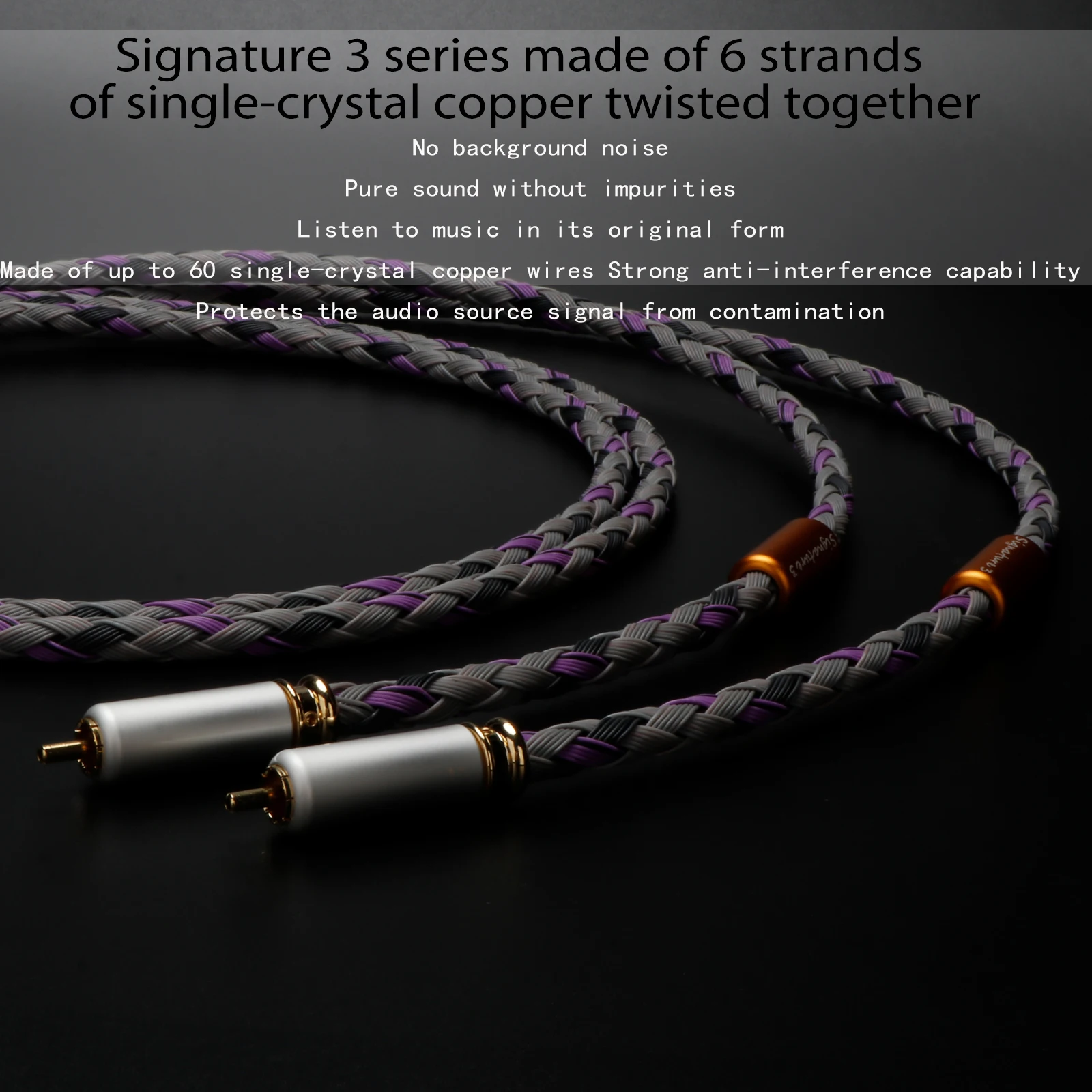 Cable de Audio OCC 2RCA a 2 RCA macho a macho, conector de loto chapado en oro de 24K para cine en casa, DVD, TV, amplificador, CD, caja de sonido