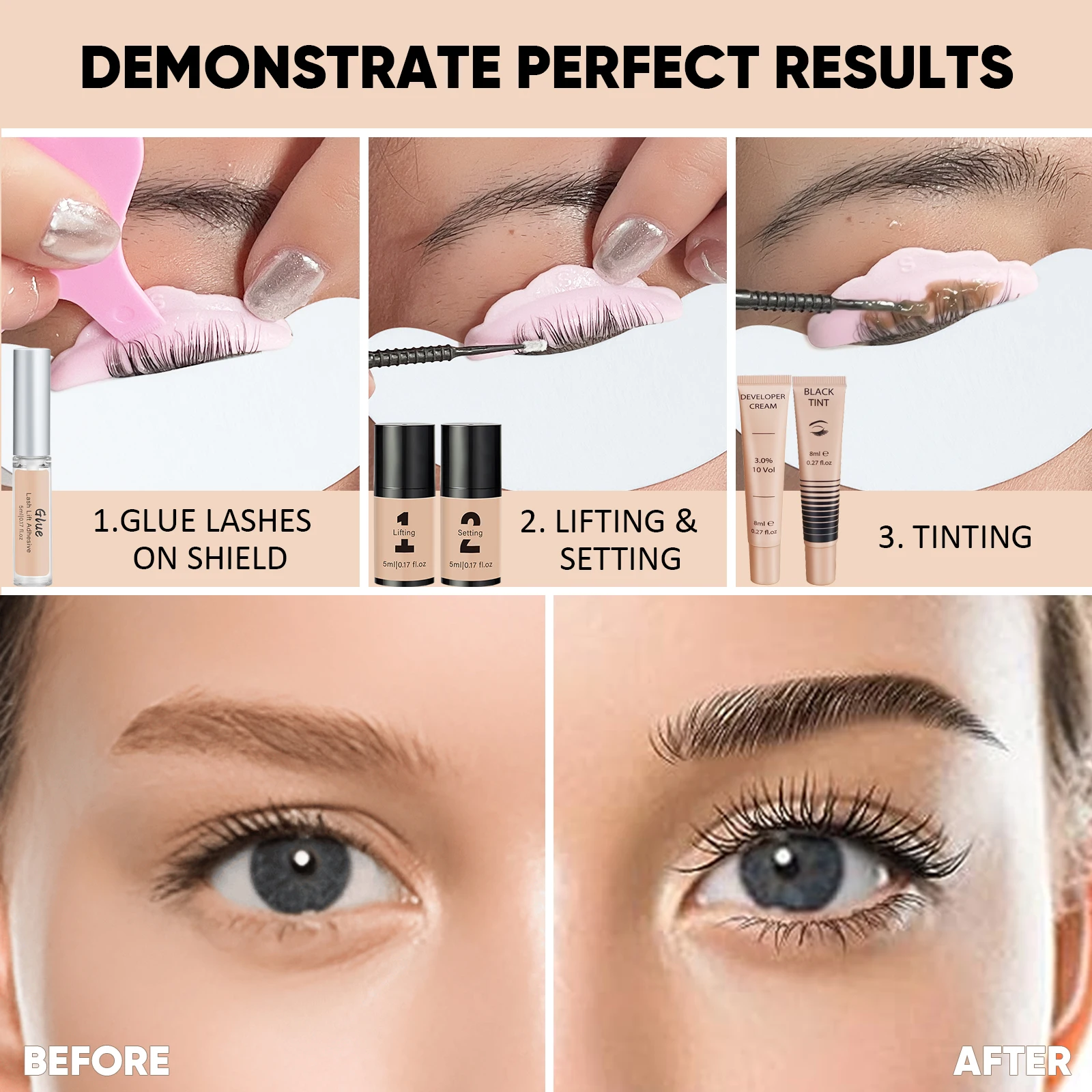 Libeauty Lash Lift And Brow Dye Tint Kit Lifting Eyelashes Brow Lamination Lash Lifting Set Eyes 5 To 8 Weeks Makeup Tools