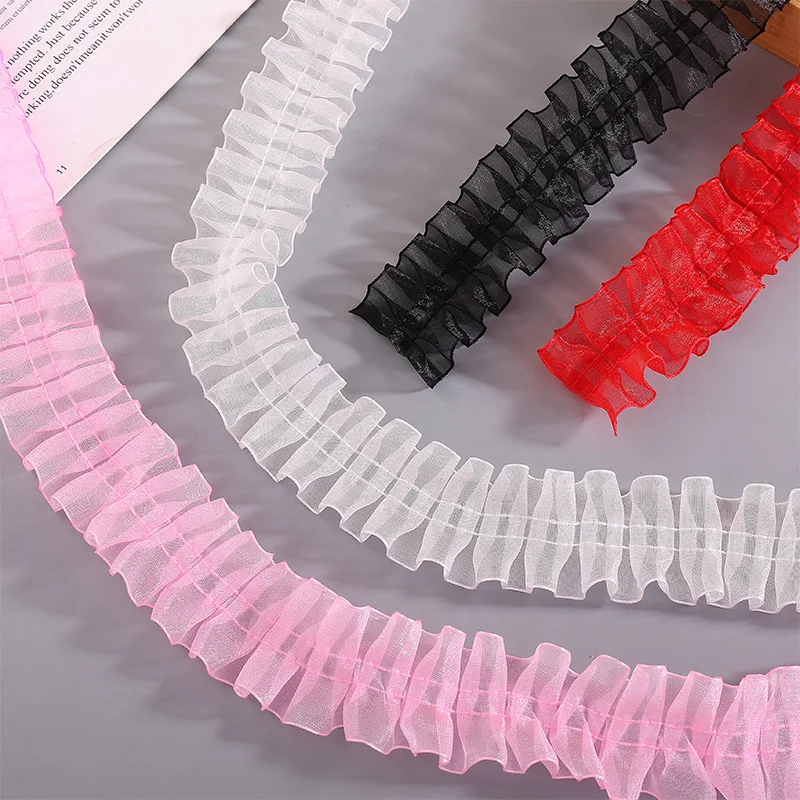 

40 Yards 40MM Chiffon Skirt Edge Lace Falbala Ruffled Ribbon Lotus leaf Ribbon Hair Bows DIY Accessories Doll Material 036