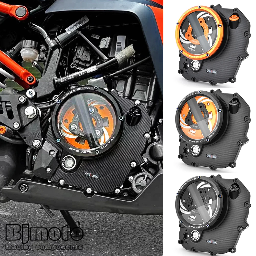 For Husqvarna vitpilen Svartpilen 401 RC390 CNC Engine Racing Clear Clutch Cover For K-TM RC 390 Adventure ADV 2020  - 2023