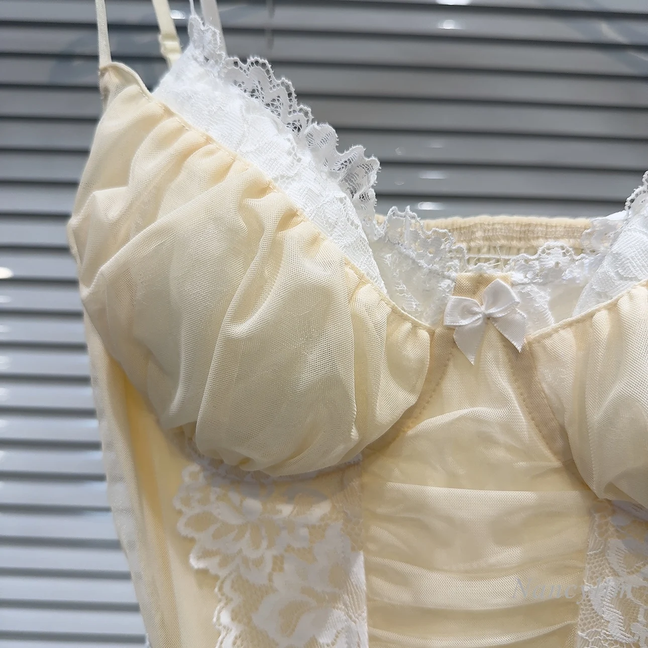 2024 Summer New Classic Style Lace Chiffon Sweet Sponge Brassiere Pad Camisole for Women Holiday Sexy Corset Top