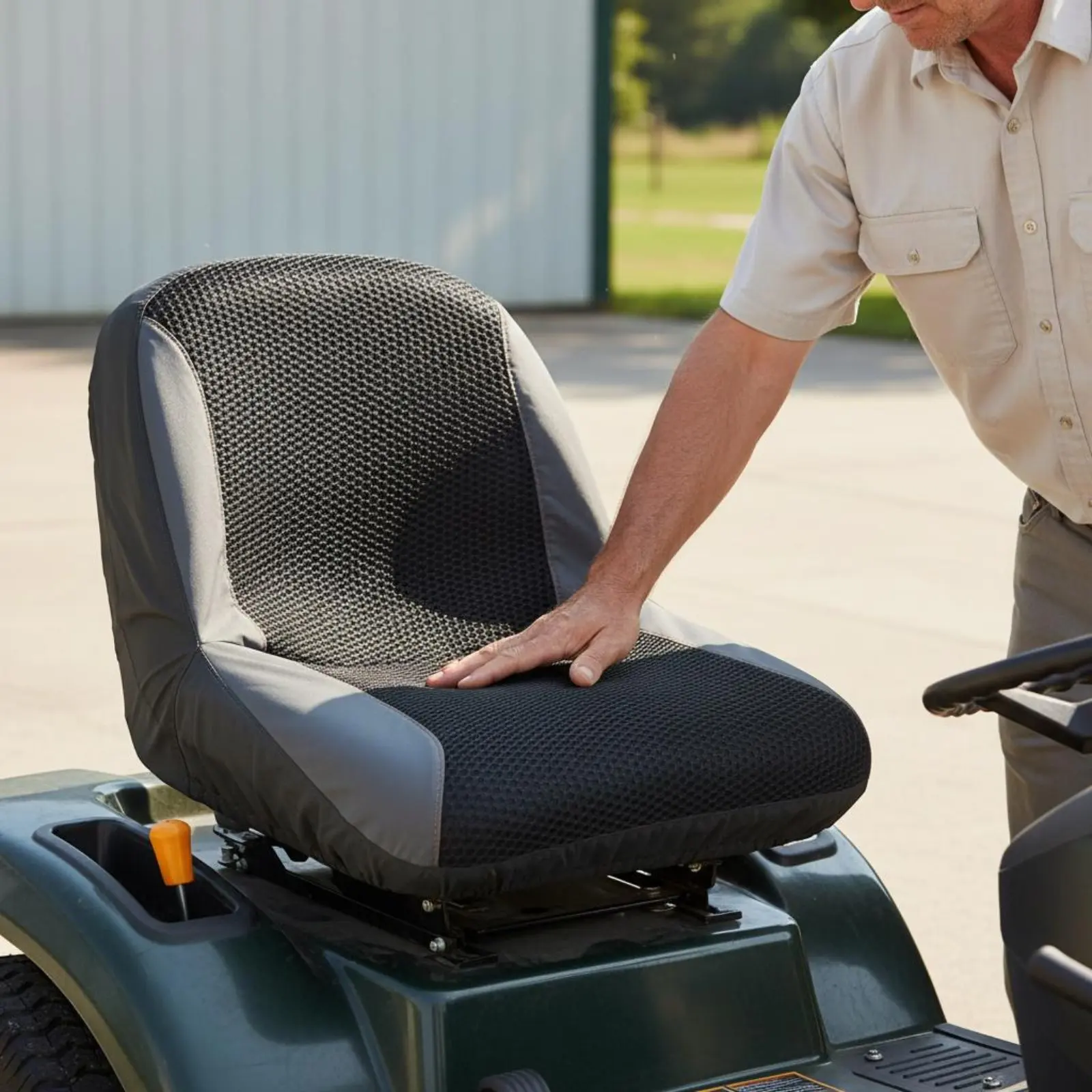 

Чехол для сиденья газонокосилки из дышащего материала, устойчивый к износу, с мягкой подкладкой, для жаркой погоды, аксессуар для садовой техники