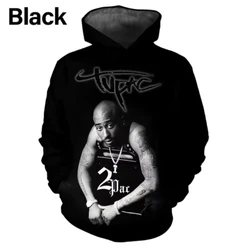 Hip Hop Singer 2Pac 3D Printed Men's Hoodie Harajuku Long Sleeves Oversized Outdoor Pullover Sweatshirt Kids Unisex Clothing