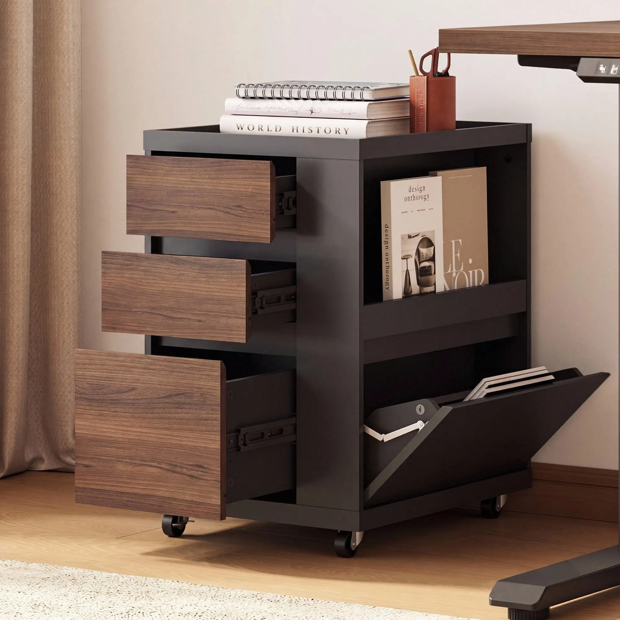 Mobile File Cabinet Under Desk with 3 Drawer, Office Storage Cabinet