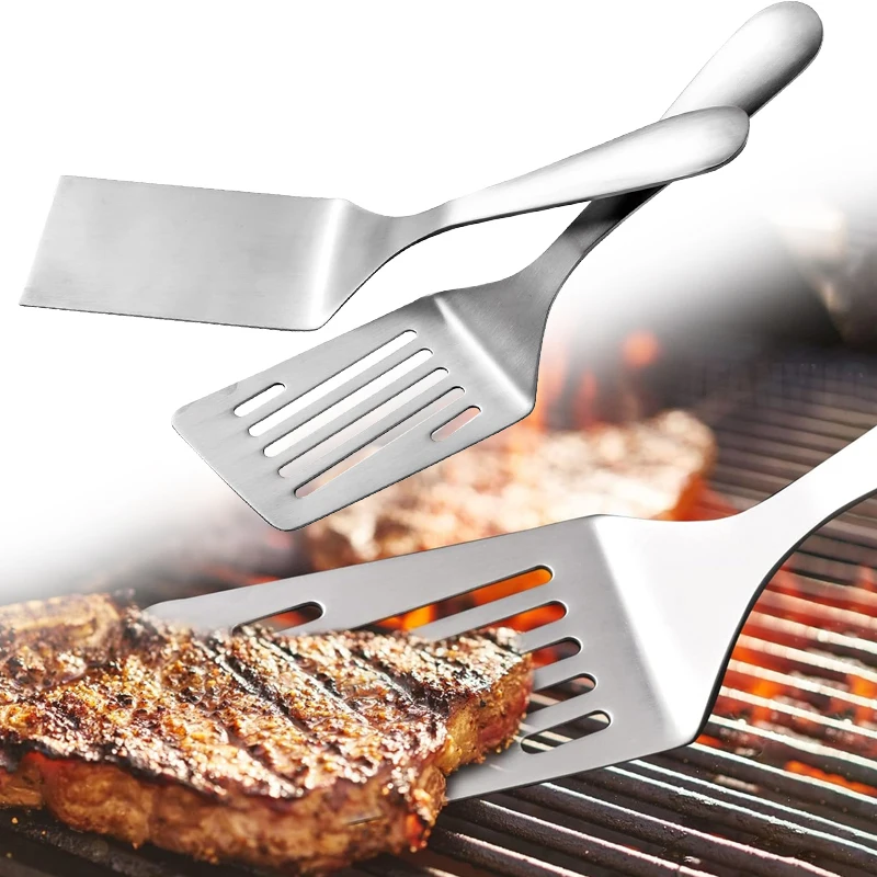 Edelstahl Quadratischen Kopf Steak Kochen Spatel Pizza Schaufel Pfannkuchen Rindfleisch Schaber Für Küche BBQ Nicht-stick Utensilien Liefert