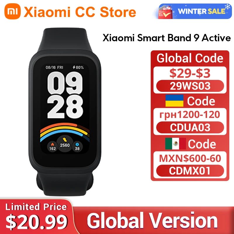 Global Version Xiaomi Smart Band 9 Active 18-day Battery Life Modes 1.47'' Display 5ATM All-day Health And Fitness Monitoring