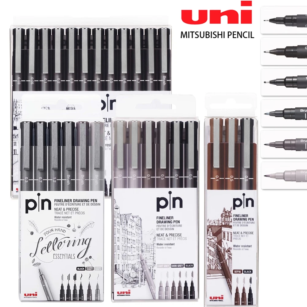 

3/6pcs UNI Syringe Pen PIN-200 Full Needle Manga Design Hand Sketching Outline Pen Waterproof Tracing Pen Drawing Art Supplies