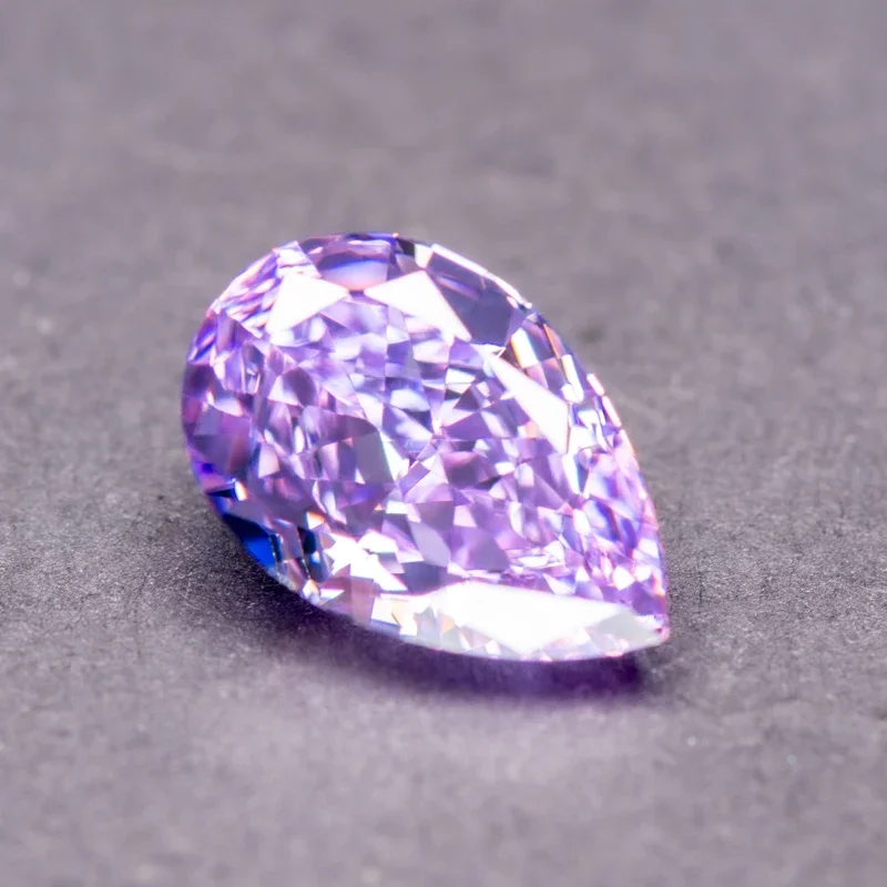 Cubic Zirconia Pear Shape Purple Color 5A Grade 4k Crushed Ice Cut Charm Beads for DIY Jewelry Making Necklace Main Materials