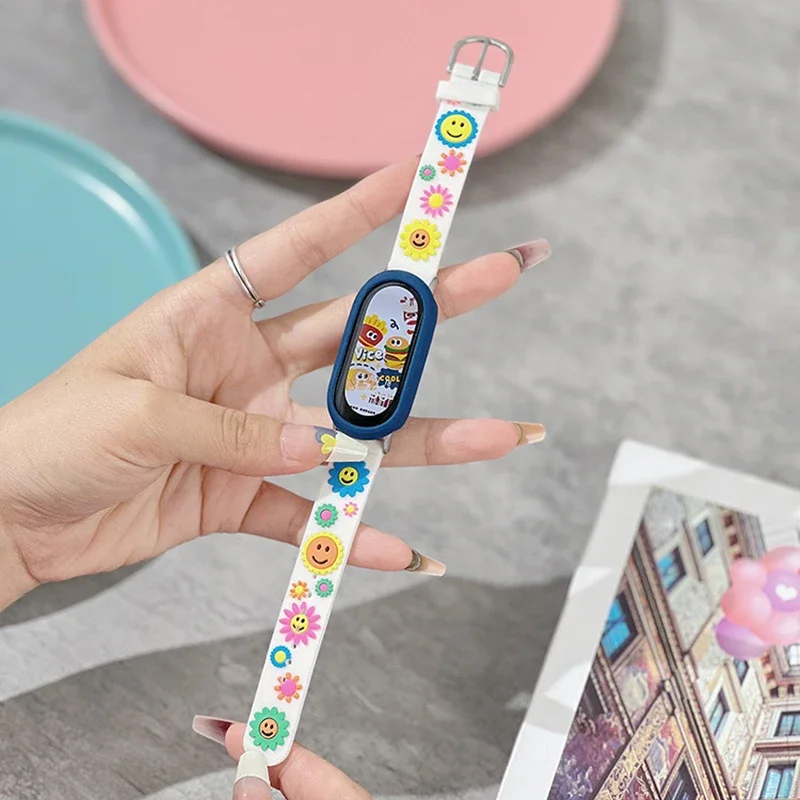 Cartoon Candy Color Silicone Strap for Xiaomi Mi Band 8 7 6 5 4 3 Sport Bracelet for MiBand 9 Replacement Smartwatch Accessories