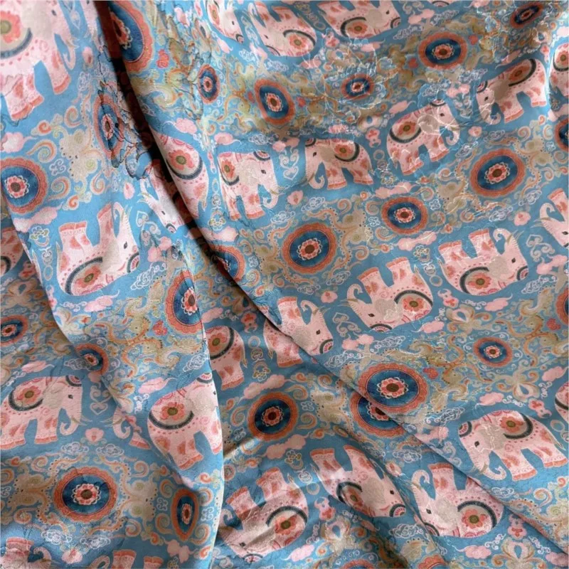 All-silk fragrant yunsha colored jacquard fabric traditional Chinese style fashionable cheongsam short-sleeved dress
