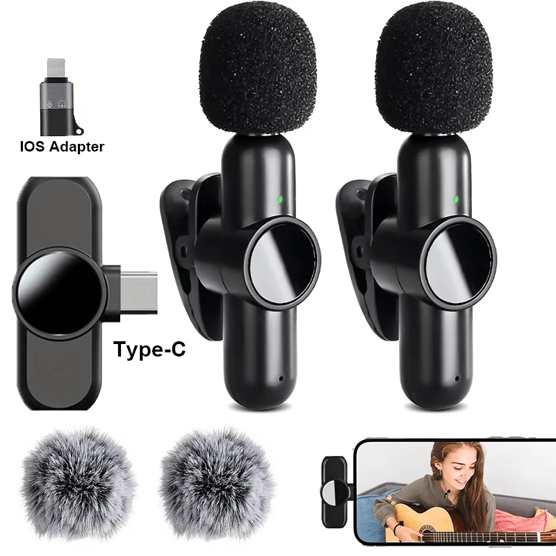 Mini Wireless Lavalier Microphone USB C Noise Cancelling Lapel Mic for Streaming And Video Recording