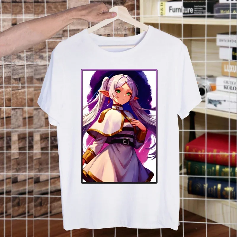 

Футболка Frieren Beyond Journey's End, мужская футболка унисекс с аниме, мультяшным дизайном, мужская футболка Homme, летние топы с коротким рукавом, винтажный стиль