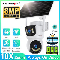 LS VISION 12MP 24/7 Video Recording AOV 4G Solar Camera 3 Screens WIFI Outdoor Security Cameras 10X Optical Zoom PTZ CCTV Cam