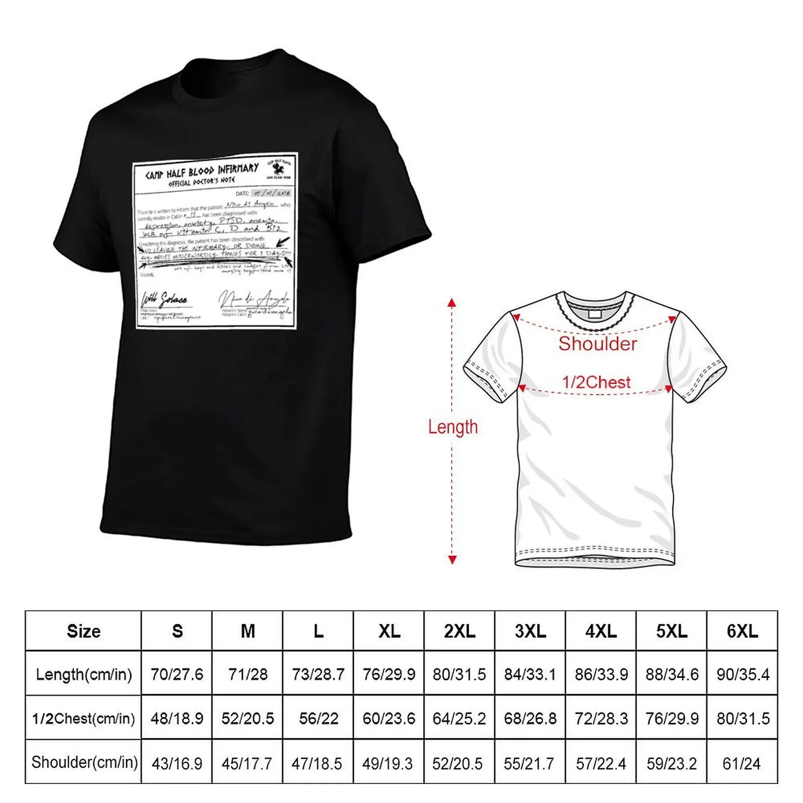 Percy Jackson - Solangelo Doctor's Note T-Shirt boys animal print graphic tee shirt mens fashion