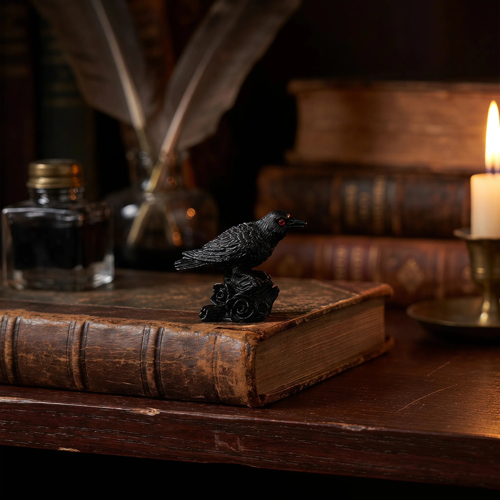 40Pcs Halloween Mini Black Crow Ornaments Mini Resin Realistic Raven Bird Decor for Tabletop Fairy Garden Haunted House Prop