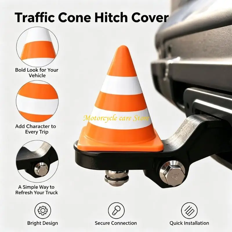 U75F Funny Cone Tow Hook Protector, Unique Decorative Hitch Cover for Truck & Off‑Road SUV Exterior Accessories