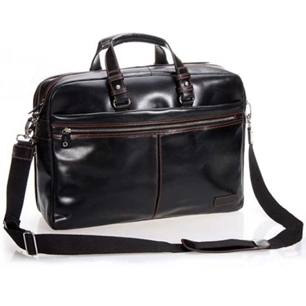 

Luxury Genuine Leather Men Briefcase Business Bag male 15.6"Laptop Bag portfolia attache Case Office Bag Tote Handbag Black M098