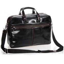 Bolso de negocios de cuero genuino para hombre, maletín de lujo para ordenador portátil de 15,6 pulgadas, portfolia attache, bolso de mano para oficina, color negro, M098