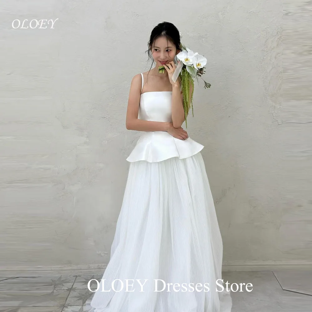 OLOEY Elegant 2 Pieces Wedding Dresses Korea Photo shoot Spaghetti Straps Bride Gowns Reception Party Dress Customized 2025