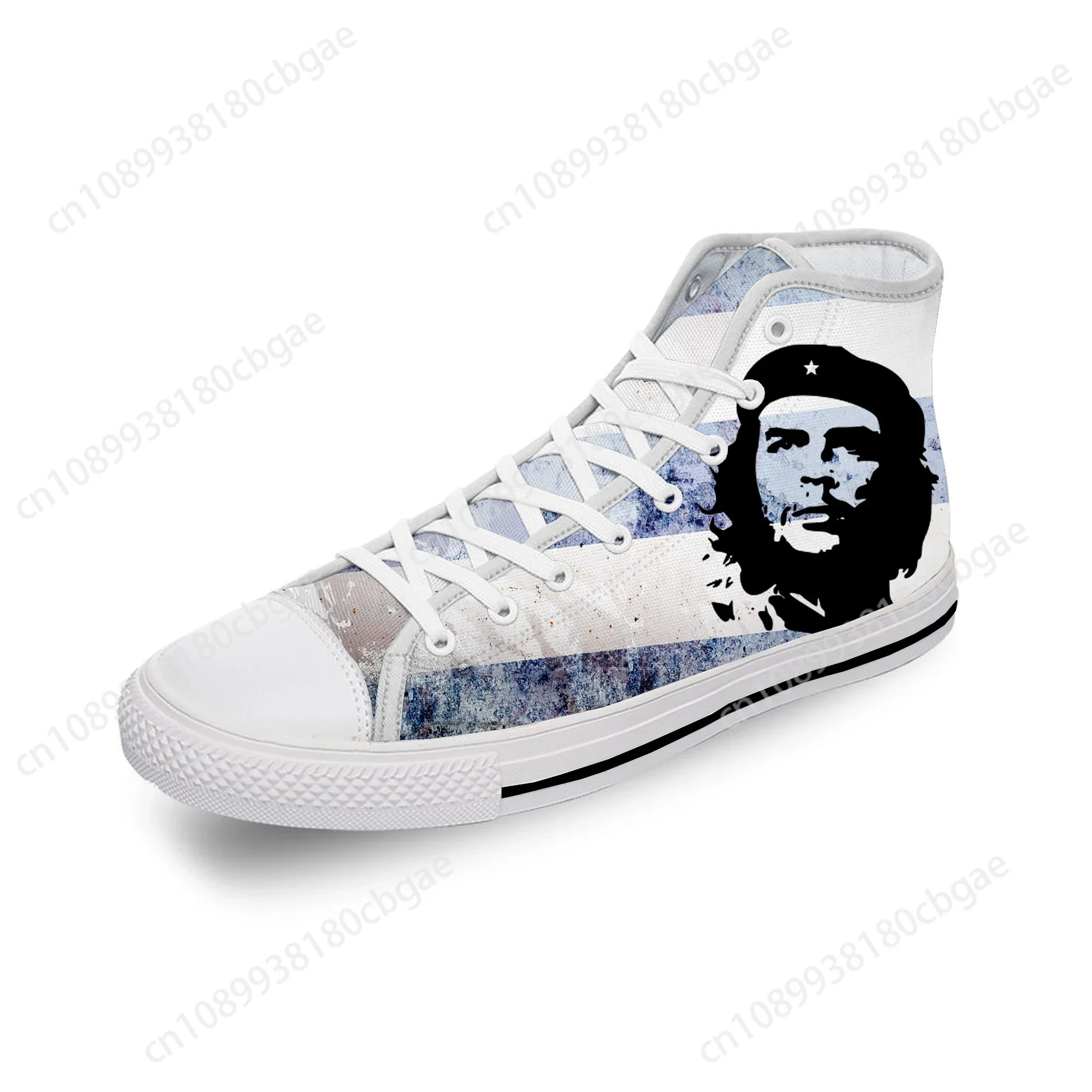 Che guevara herói comunismo comunista legal pano branco impressão 3d sapatos de lona alta superior das mulheres dos homens tênis leves respiráveis