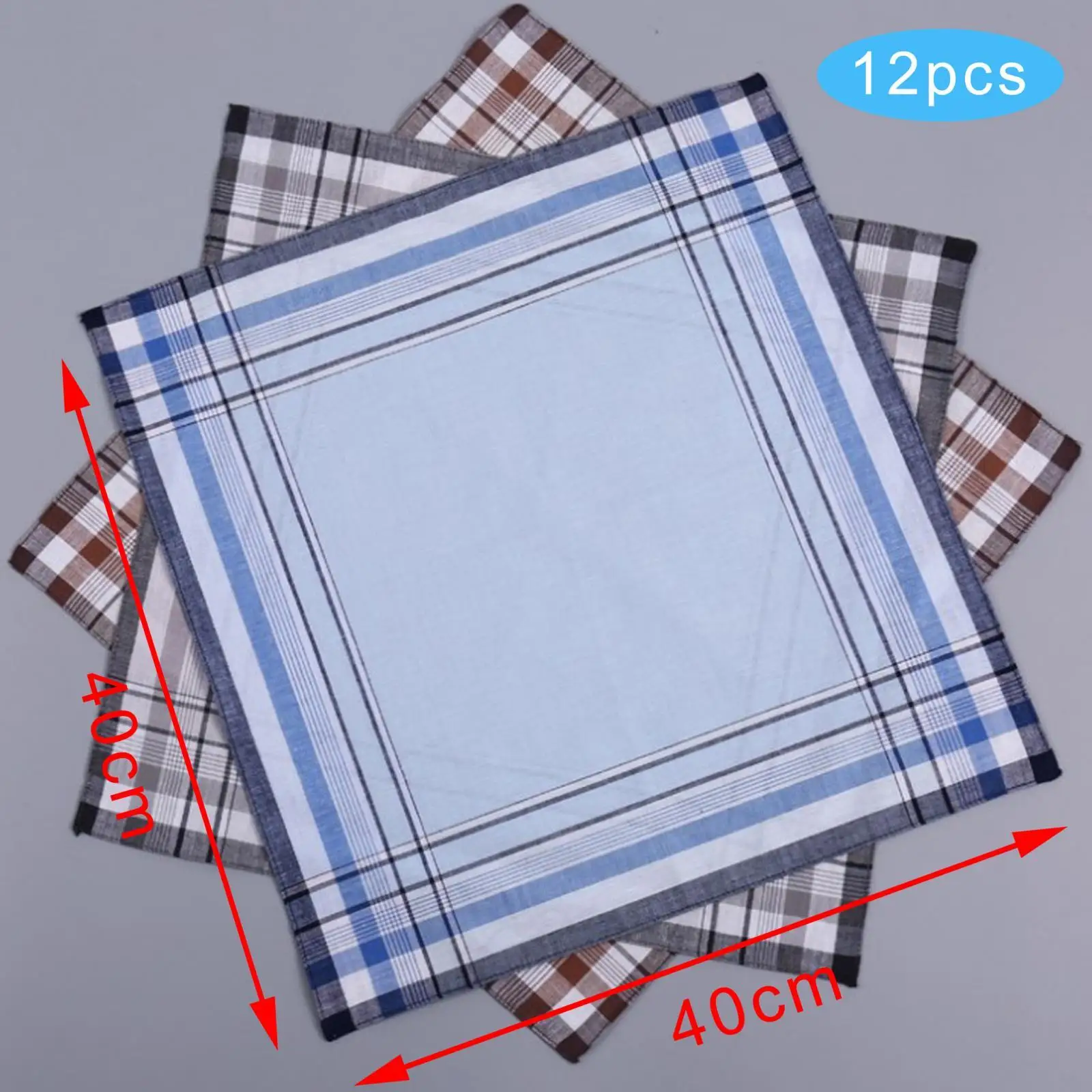 12x منديل رجالي من القماش كلاسيكي 40x40 سم جيب عصابات مميزة