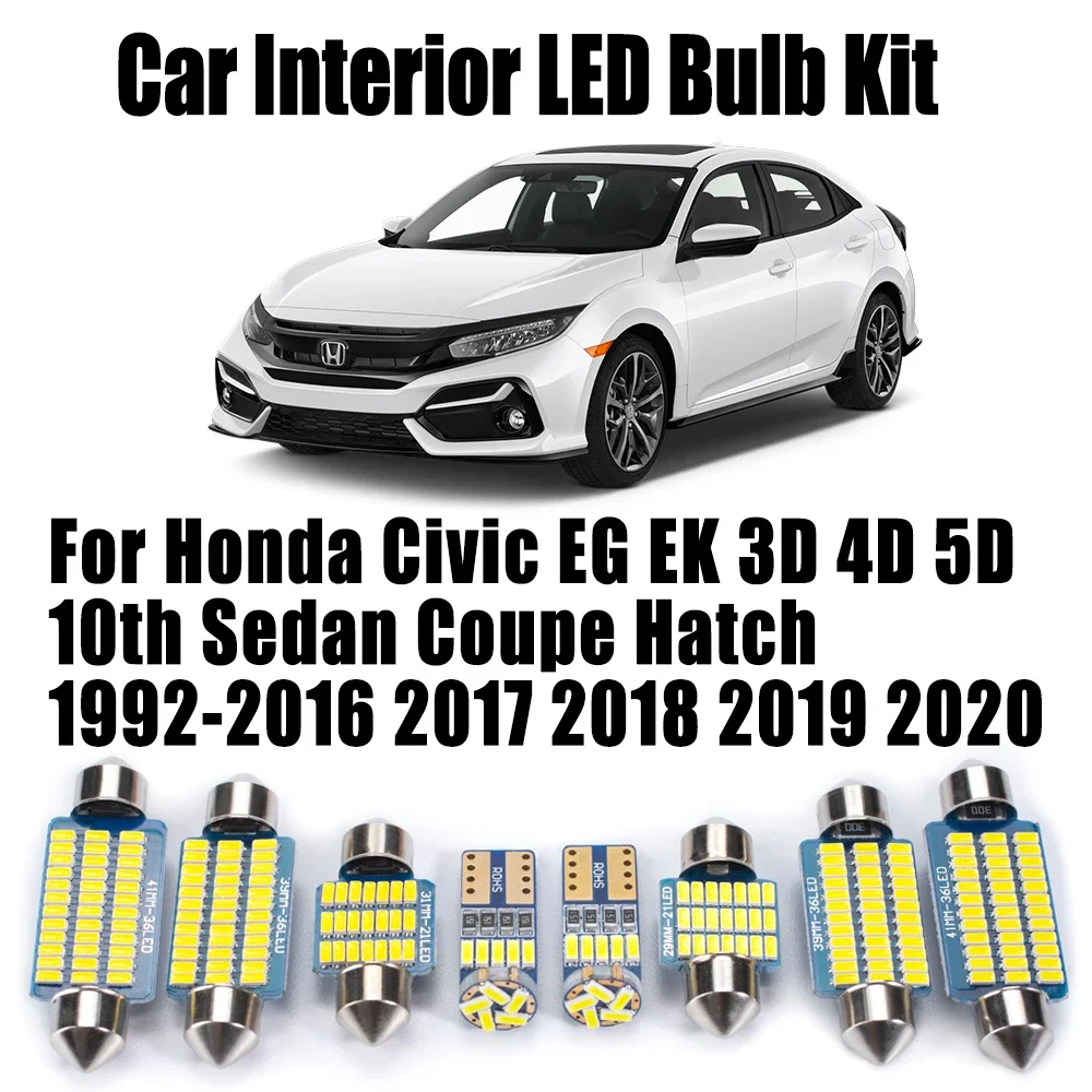 

Canbus Car LED Interior Trunk Map Dome License Plate Light Kit For Honda Civic EG EK 3D 4D 5D 10th Sedan Coupe Hatch 1992-2020