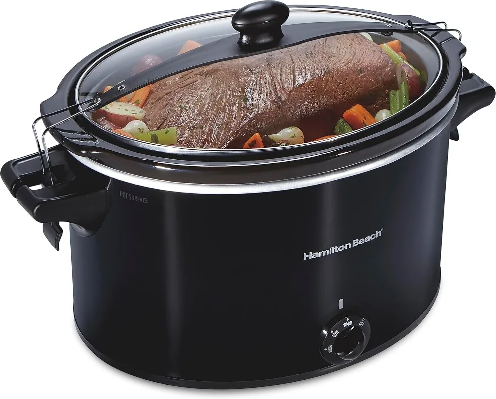 

Slow Cooker, Extra Large 10 Quart, Stay or Go Portable With Lid Lock, Dishwasher Safe Crock, Black (33195)