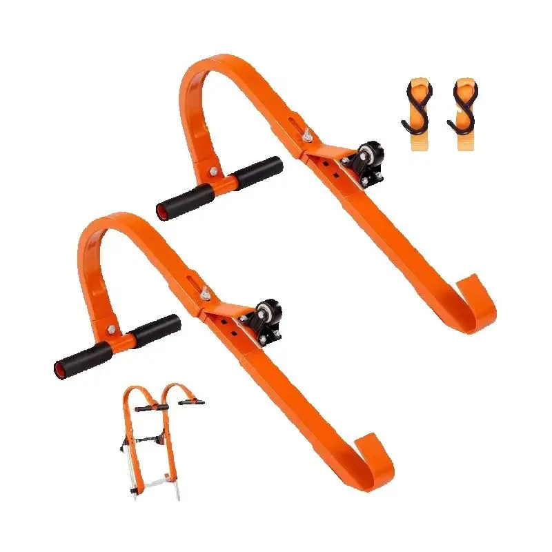 

SucceBuy Orange/Black Ladder Roof Hook Heavy Duty Steel Ladder Stabilizer Roof Ridge Extension Rubber Grip T-Bar 500 lbs