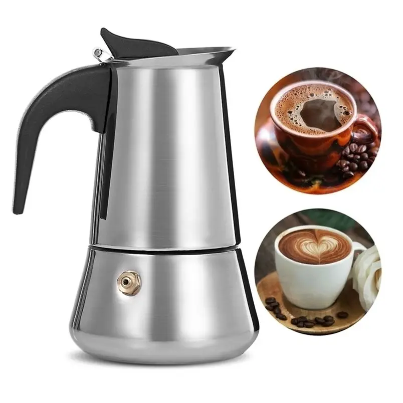 Stainless steel large capacity Moka pot  espresso Moka pot drip coffee maker   suitable for brewing Italian style coffee and Cub