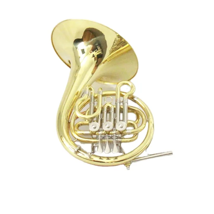 F Key Single French Horn Three‑Keys Gold Lacquer Finish Yellow Brass Body Brasswind Instrument For Student Band Daily Practice