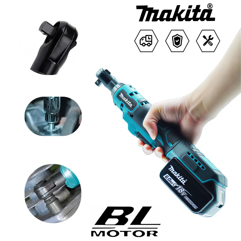 Clé à cliquet sans fil MAKITA 18V LXT 47,5 N·m DWR180Z, entraînement 6,35 mm, 800 tr/min, clé d'angle pour mécaniciens, bricolage et industrie
