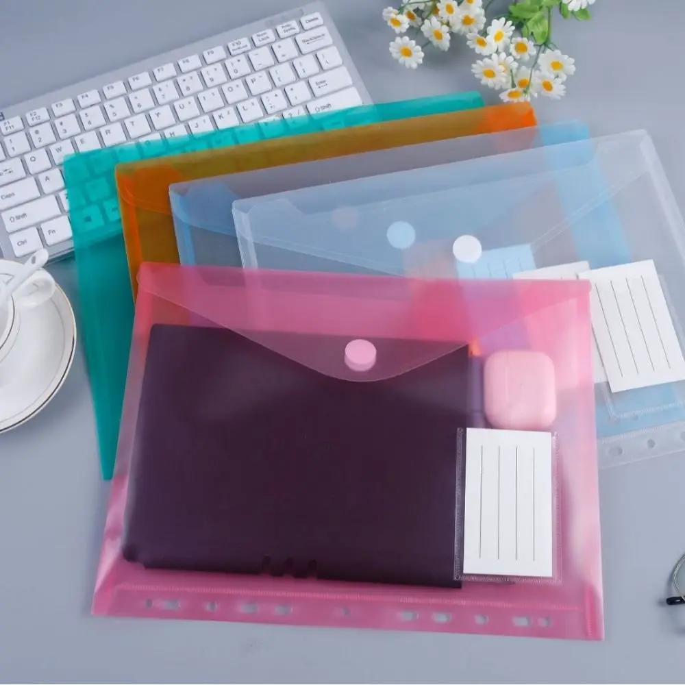 A4 Colorful Transparent File Folders Wallets Document Files With Holes For Ring Binder Folder Envelope Bags For School Office