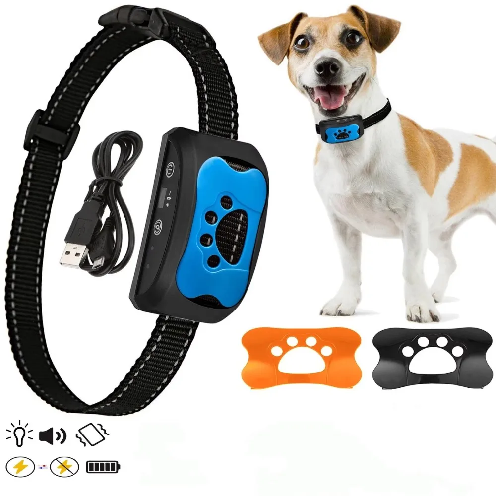 Dog Anti Barking Device USB Rechargeable Dog Training Collar Humane No Shock Vibration Beep Bark Collar for Alls Dog